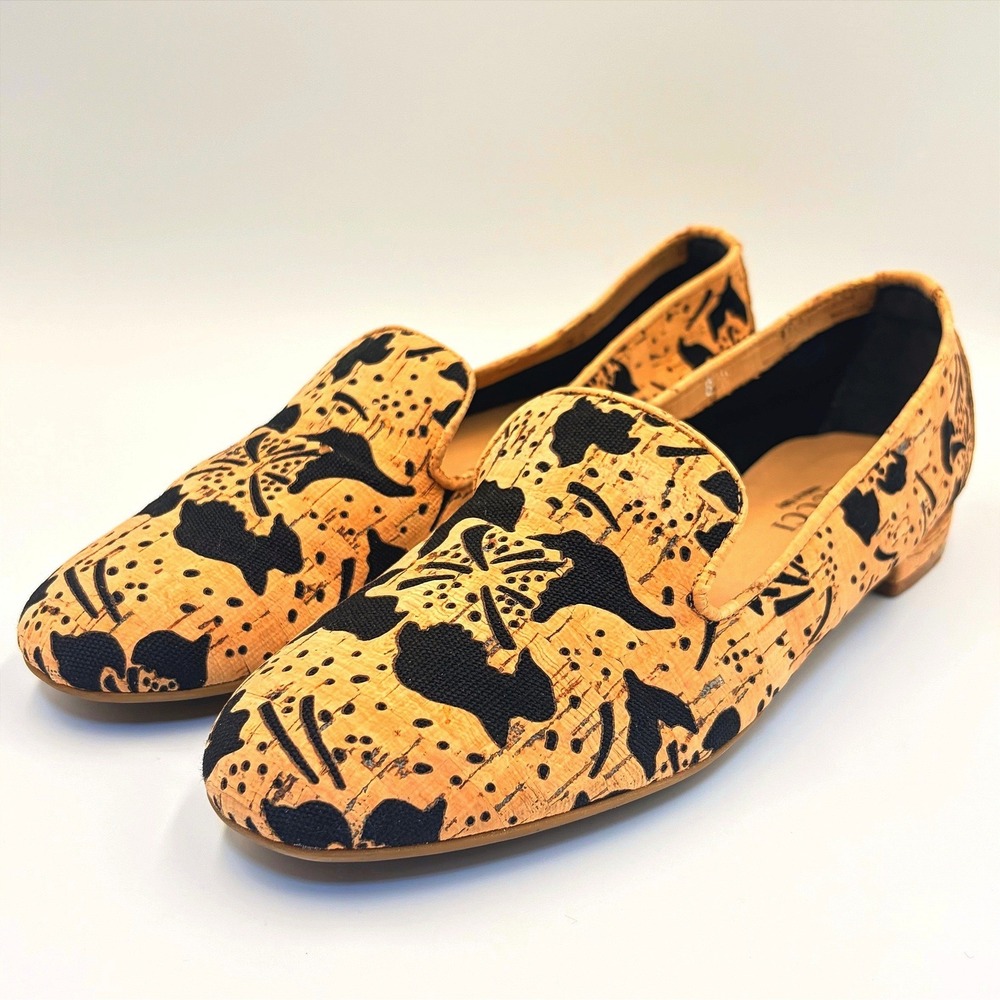 Sesto Meucci Bella Laser Cut Kandi Loafers Cork Floral Womens 8 Italy Earthy